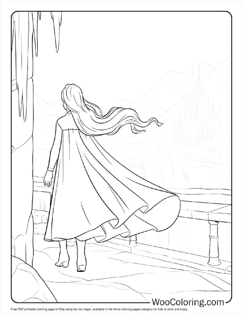 Elsa's Ice Magic Coloring Page For Kids