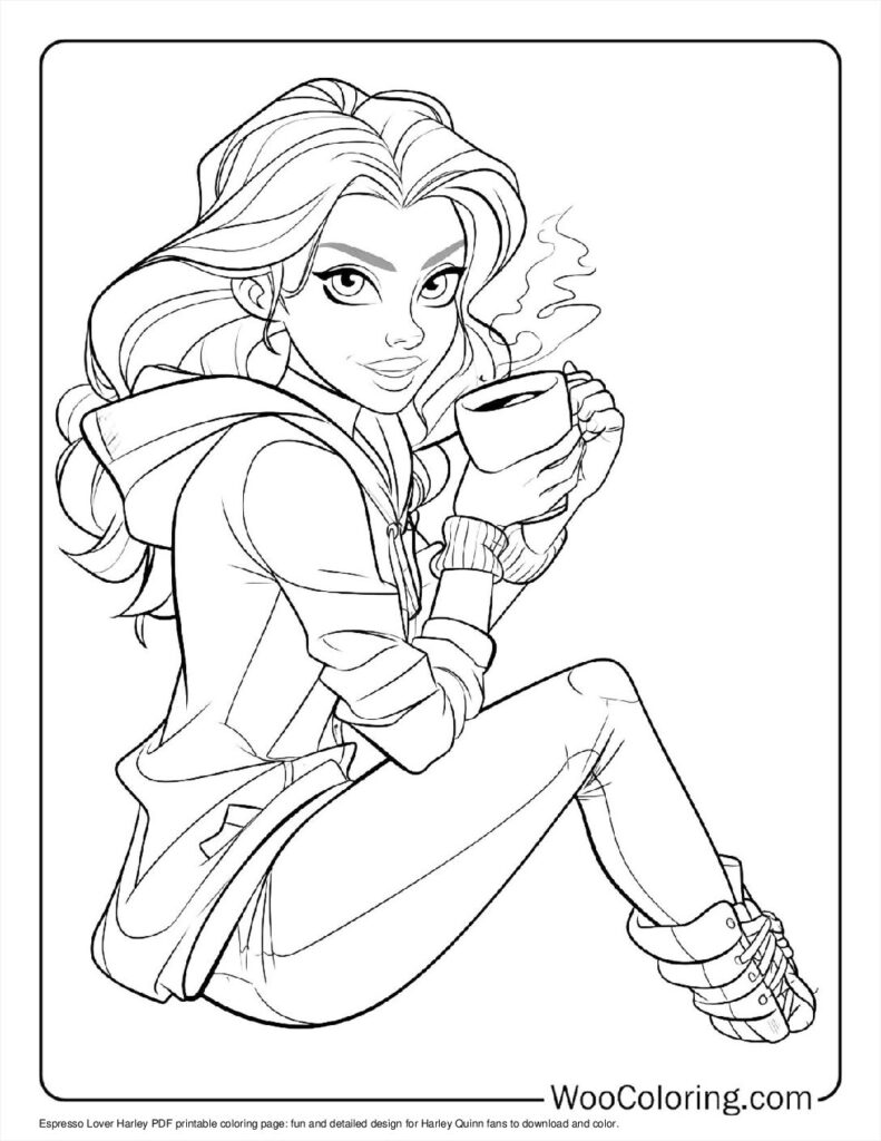 Espresso Lover Harley Coloring In For Kids