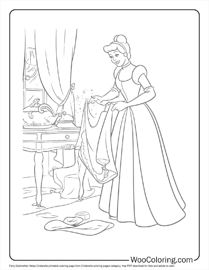 Fairy Godmother Helps Cinderella Coloring Page