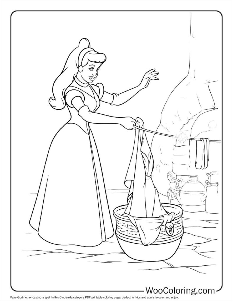 Fairy Godmother's Spell Coloring In For Kids