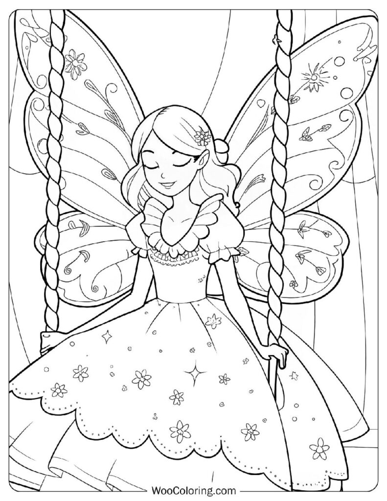 Fairy Princess of Glittering Wings Coloring Sheet