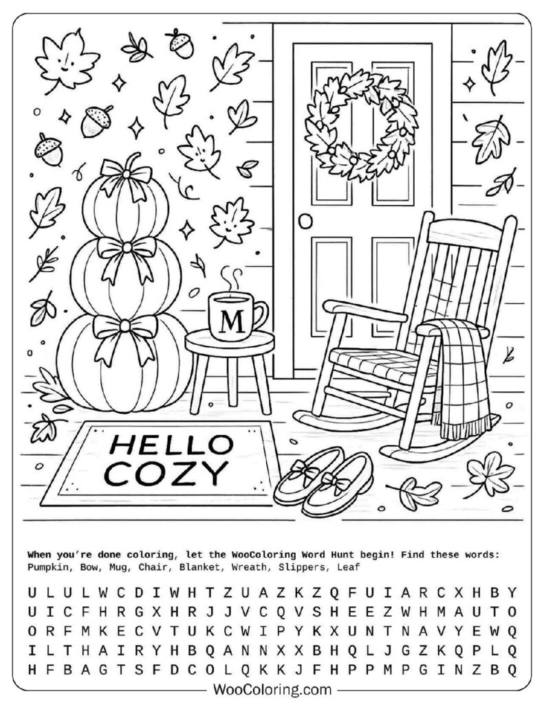 Fall Preppy Porch with Pumpkins and Cozy Decor