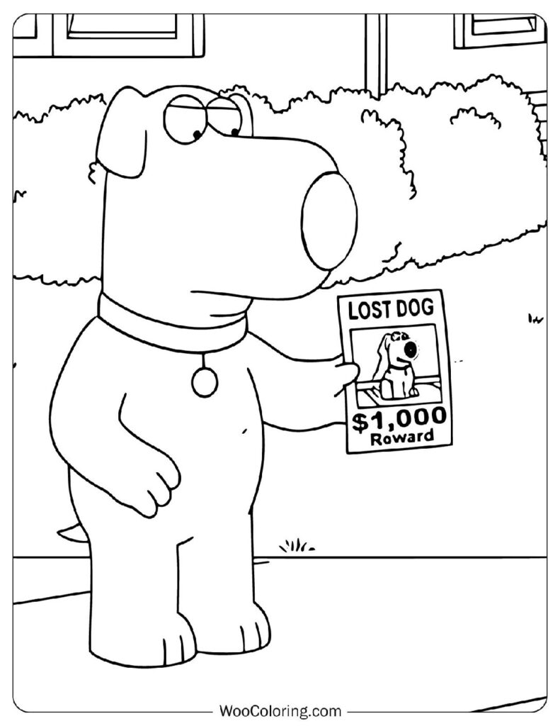 Lost Dog with a Sarcastic Twist from Family Guy Saying the Dog is Actually Me Coloring Page