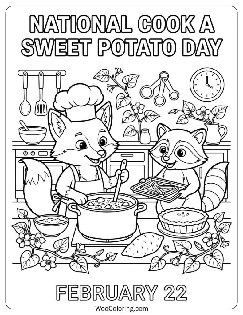 February 22 – National Cook a Sweet Potato Day Coloring Sheet