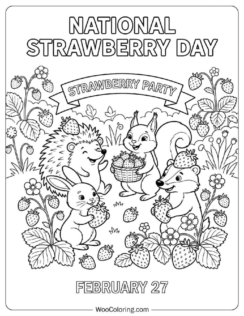 February 27 – National Strawberry Day Picture to Color