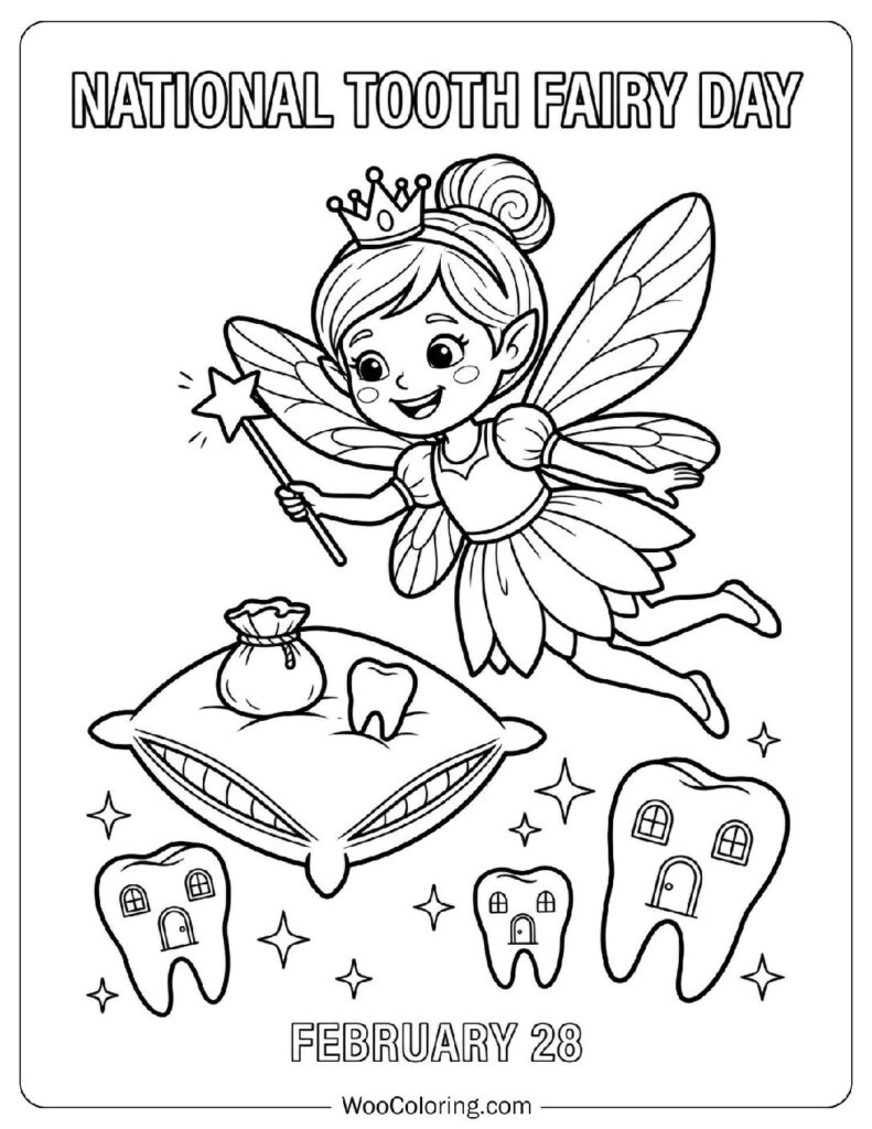 February 28 – National Tooth Fairy Day Coloring Picture