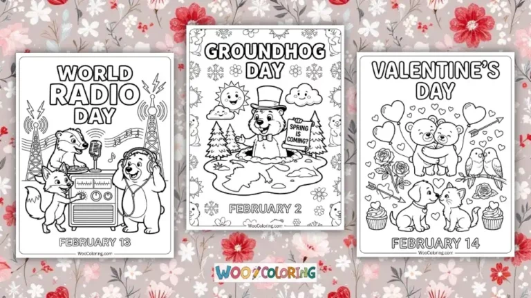 February Coloring Pages Design Image