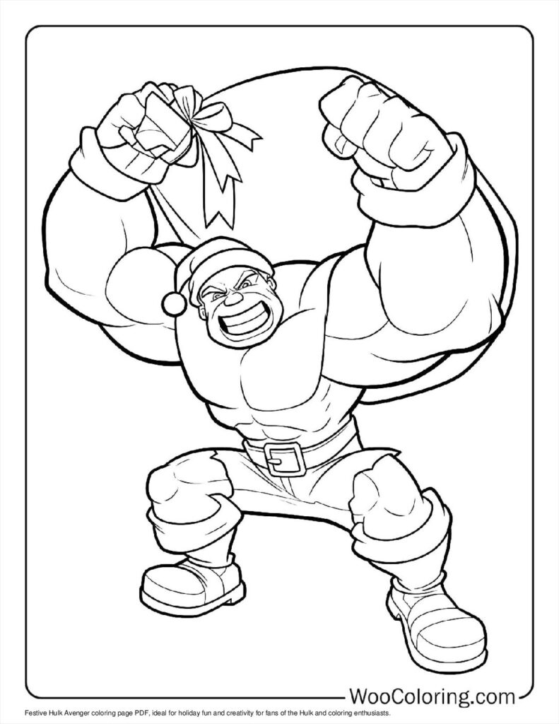 Festive Hulk Avenger Coloring Page For Kids