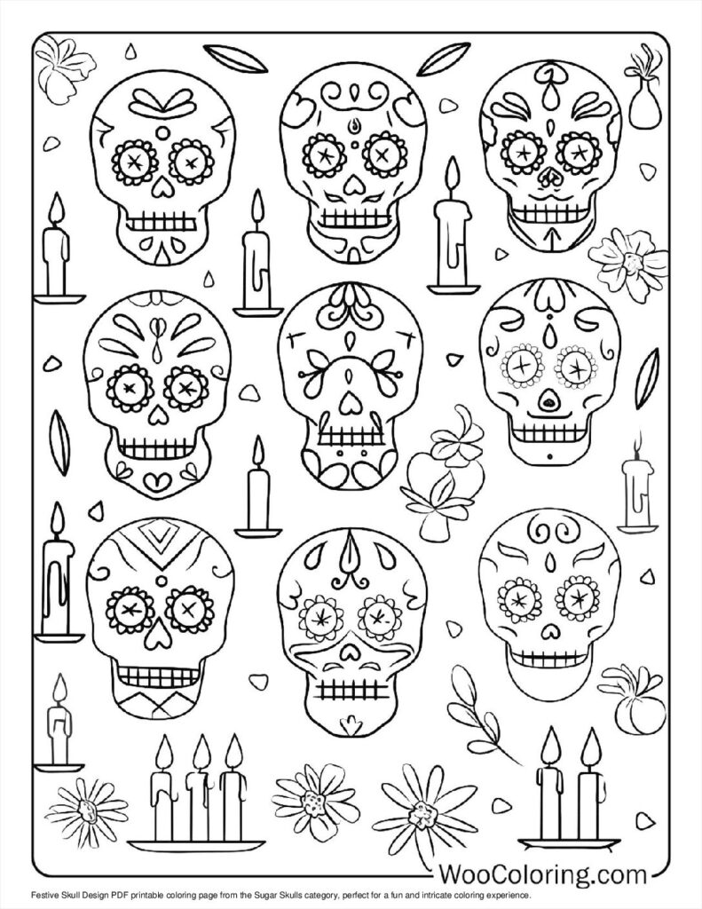 100  Sugar Skulls coloring pages  Free PDF To Print  - 96