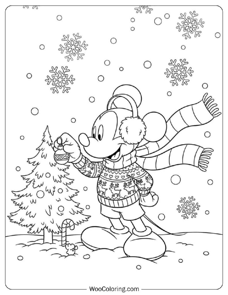 Festive Sweater Delight With Mickey Mouse Dressed In Christmas Clothing