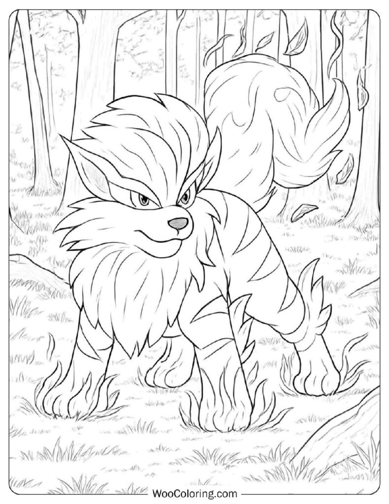 Fiery Guardian Arcanine Pokémon Coloring Picture