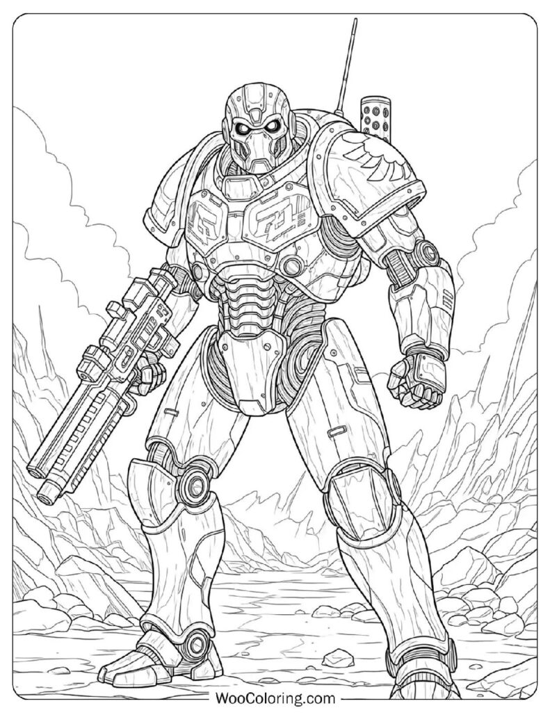 Fighting Battle Robot Coloring Page