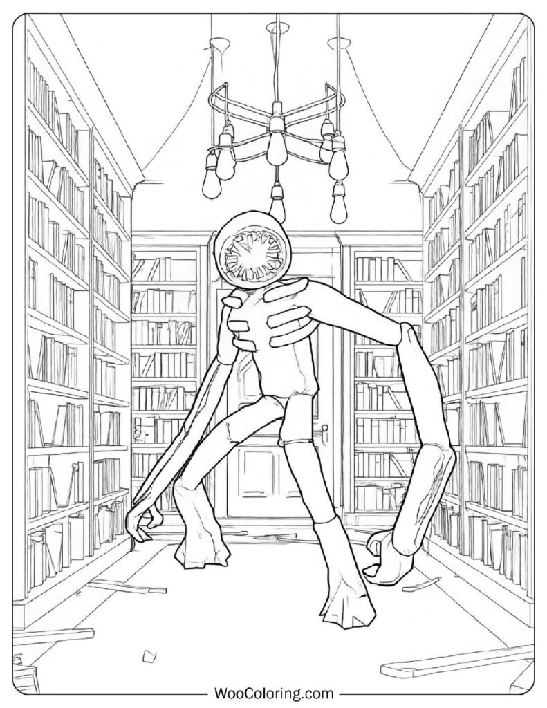 Figure Roblox Character Eyeless Monster Design from the DOORS Horror Series Coloring Page for Kids