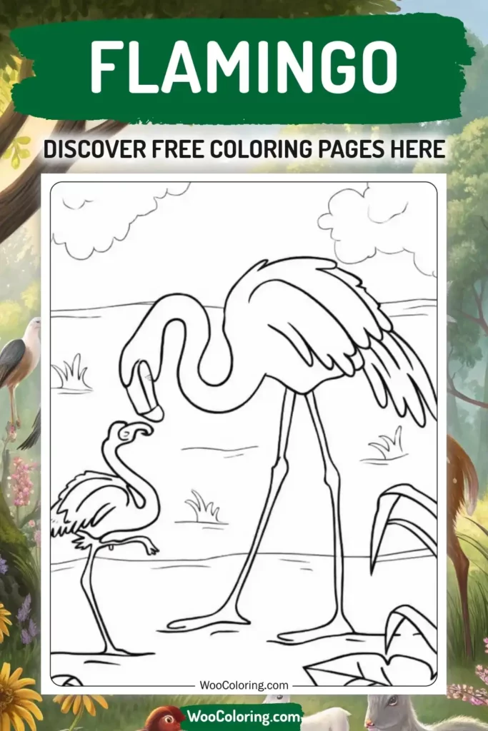 Flamingo coloring pages designs with animal