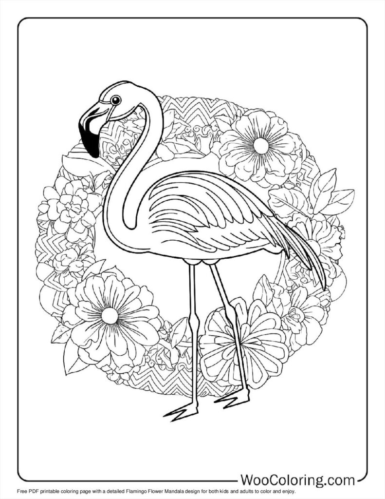 Flamingo Flower Mandala Coloring Sheet