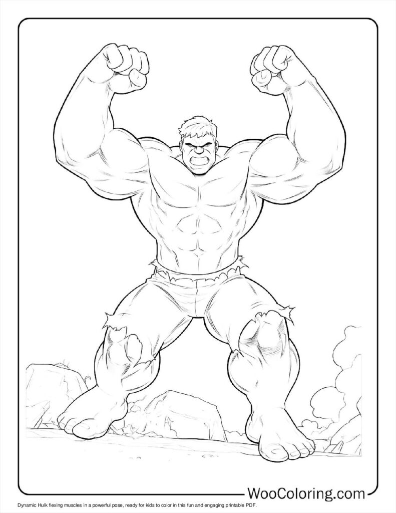 Flexing Hulk Power Coloring Page