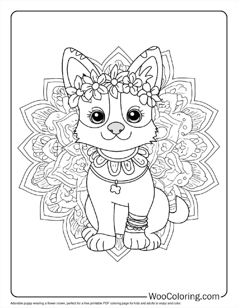 Flower Crown Puppy Scene