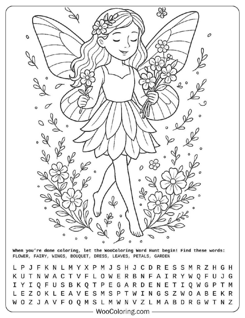 Flower Fairy Coloring Page