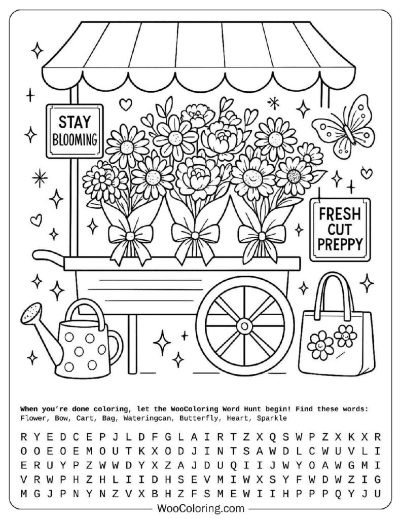 Flower Preppy Cart with Bows and Blooming Smiles