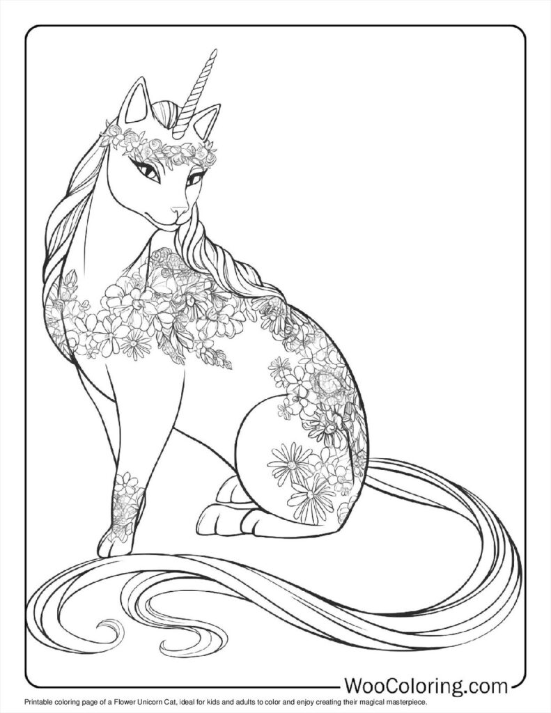 100  Unicorn Cat coloring pages  Free PDF To Print  - 71