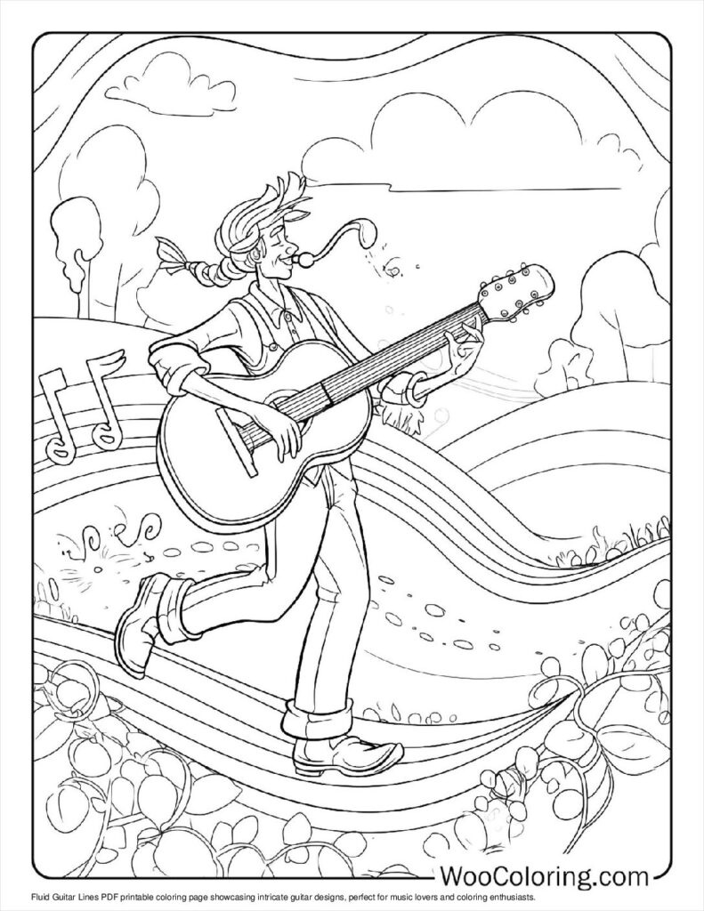 100  Guitar coloring pages  Free PDF To Print  - 39