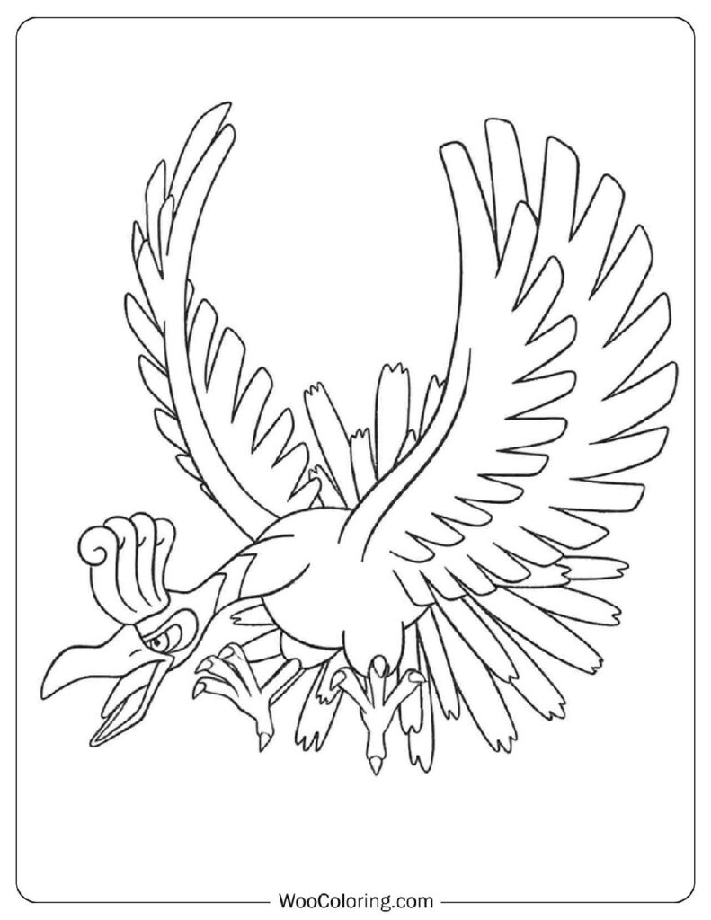Flying Ho-Oh Pokémon Coloring Page for Preschoolers