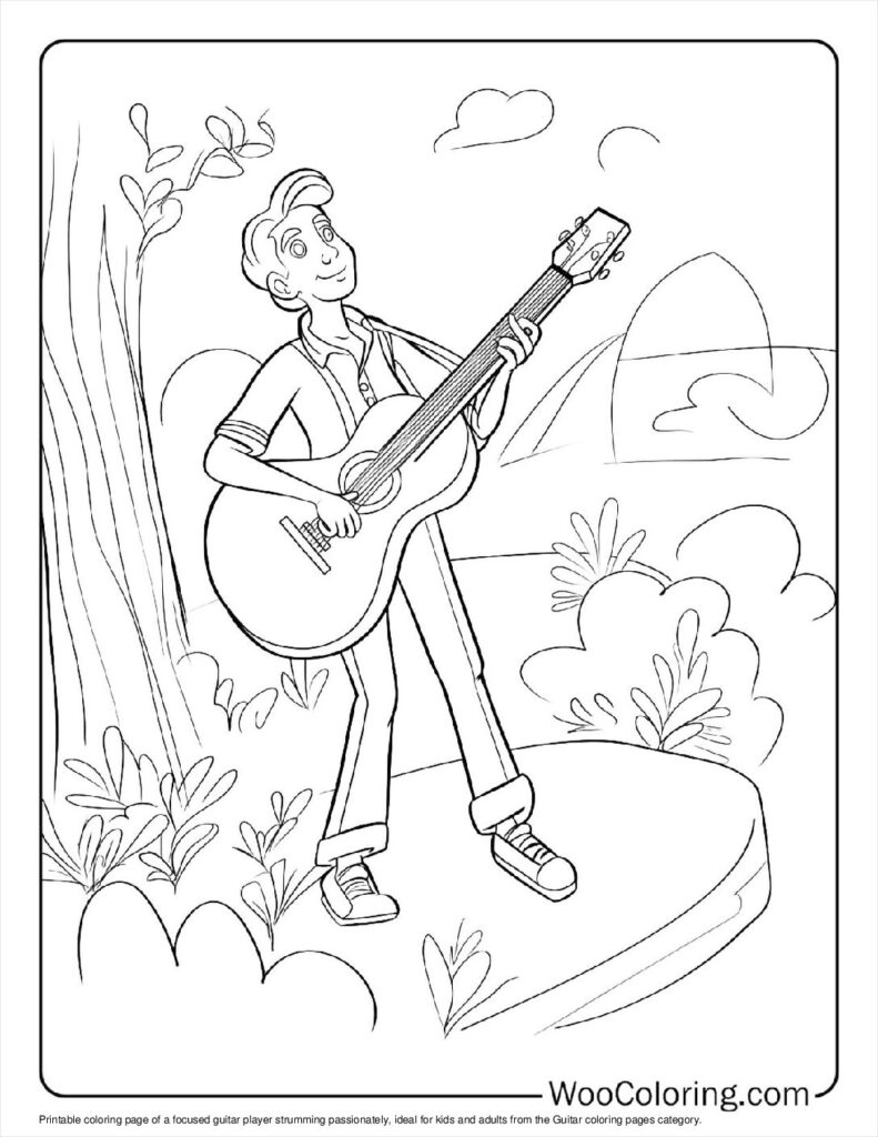 100  Guitar coloring pages  Free PDF To Print  - 94