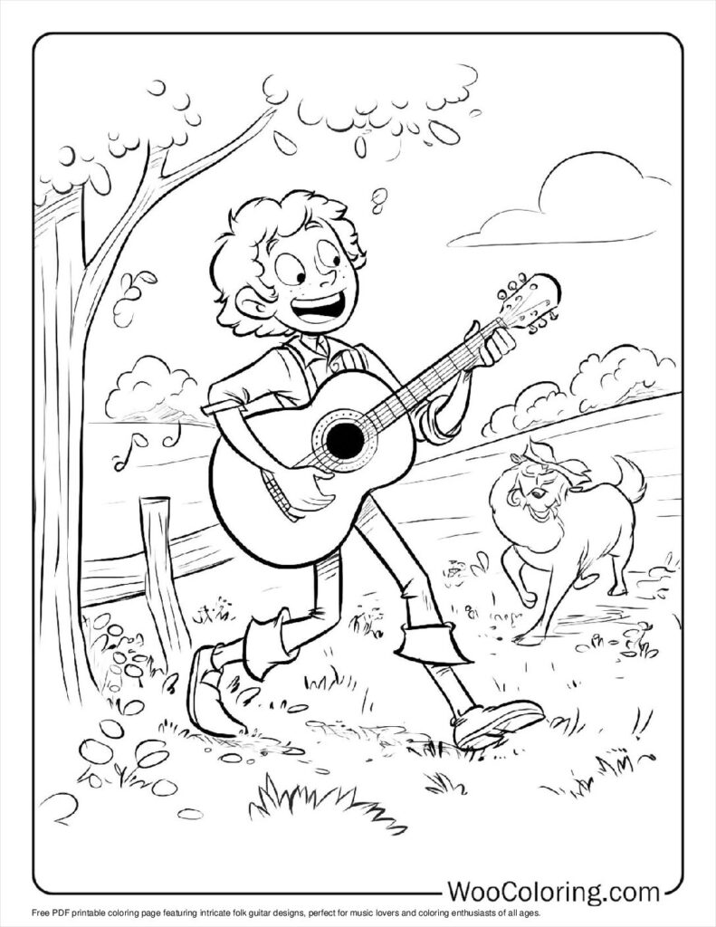 100  Guitar coloring pages  Free PDF To Print  - 14