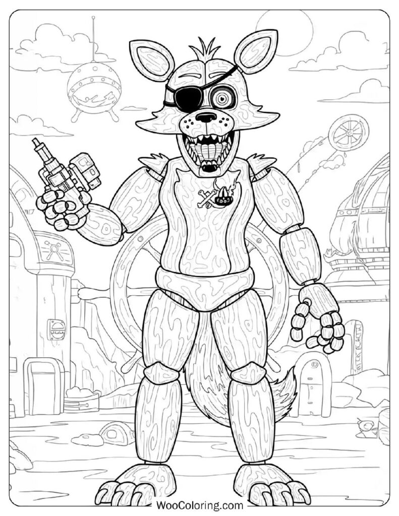 Foxy Animatronic Robot Fox Coloring Page