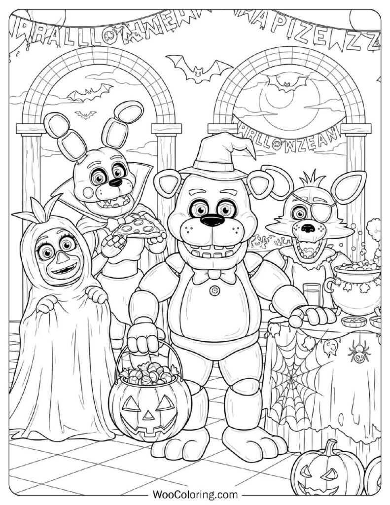 Freddy Fazbear’s Halloween Frights coloring page