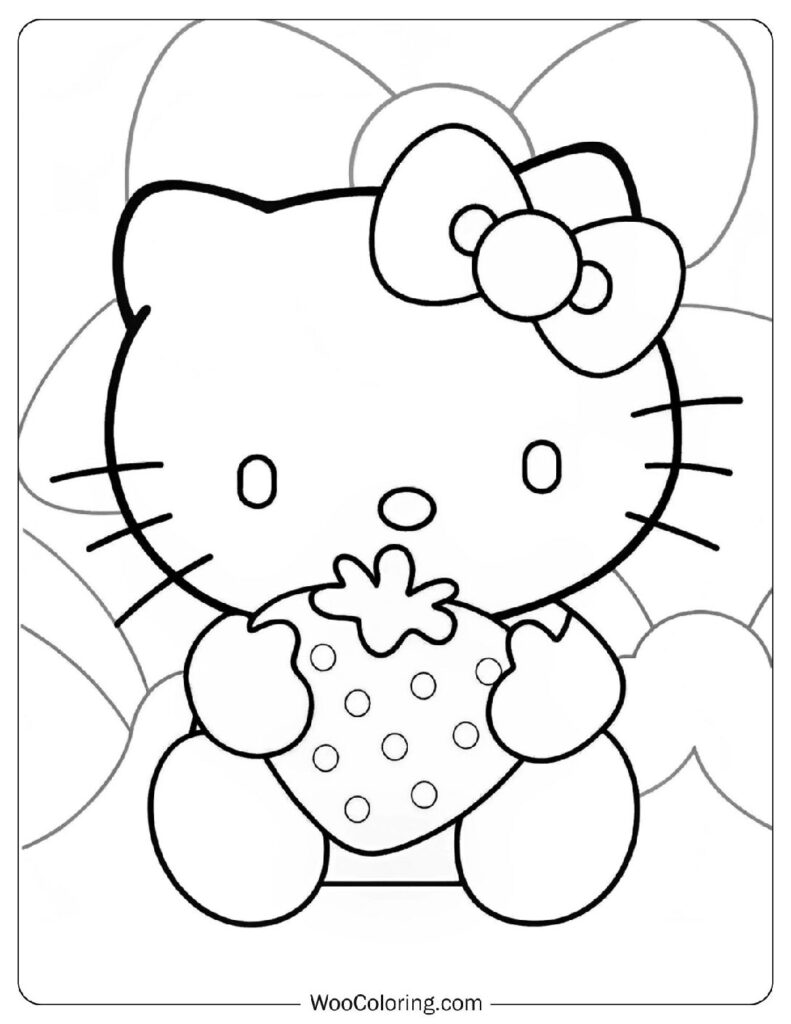 Fresh Hello Kitty Holding Strawberry Picture To Color