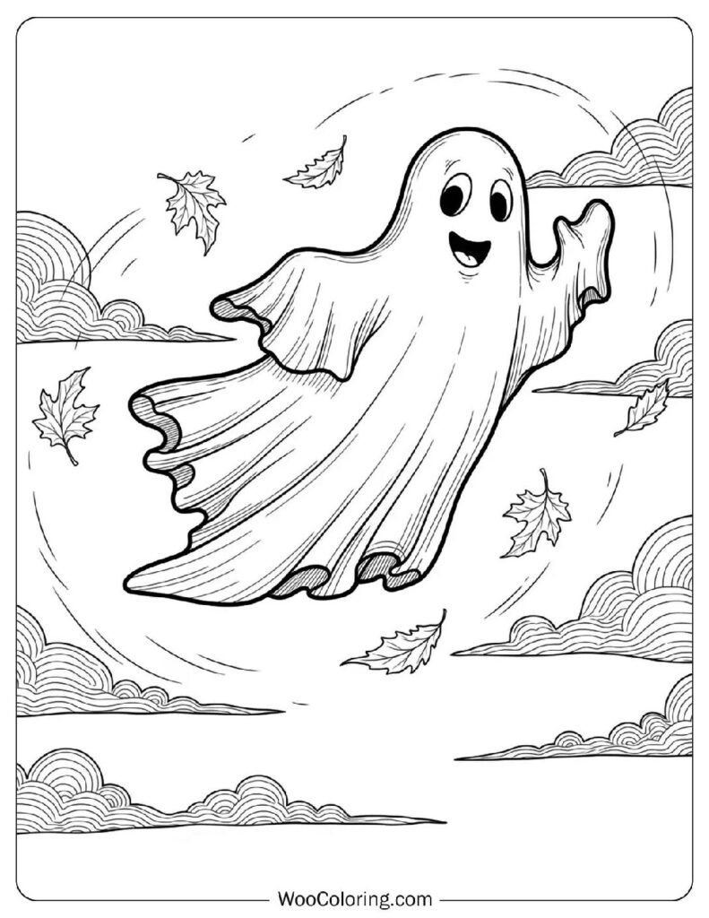 Friendly Halloween Ghost coloring page