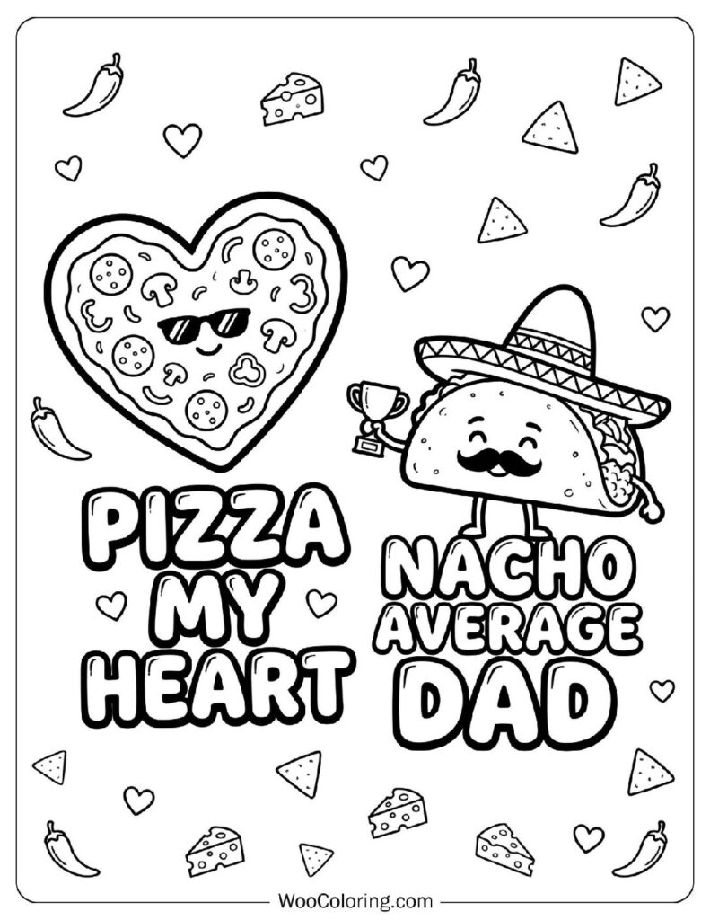 Funny Food Puns Card Pizza My Heart and Nacho Average Dad Taco