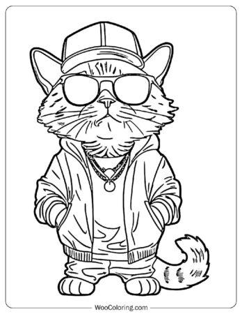 Funny Gangster Cat Coloring Page