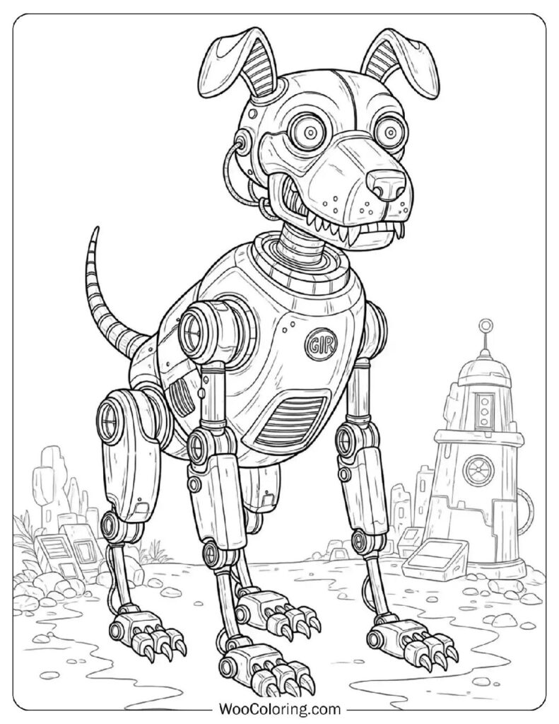 GIR Robot Dog Companion Coloring Page