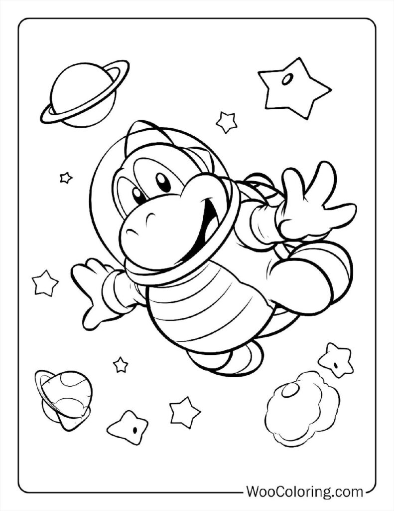 Galactic Koopa Adventure Coloring Page