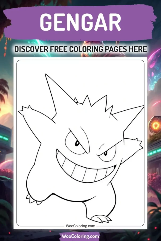 Gengar coloring pages designs from video game