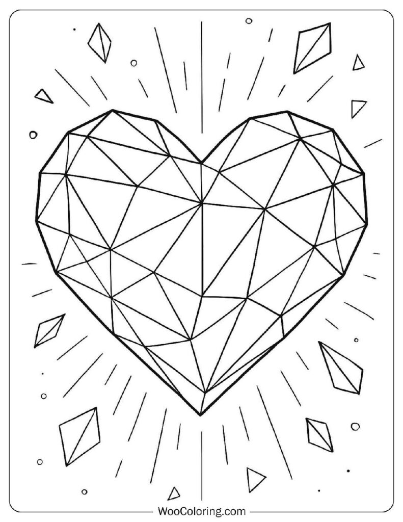 Geometric Heart with Faceted Design