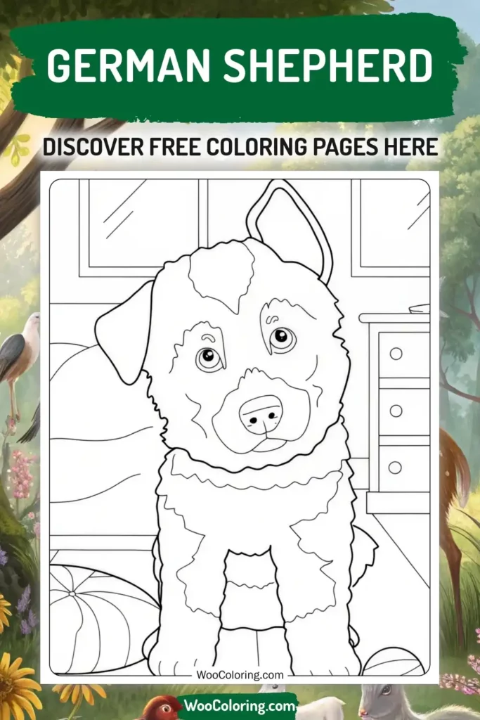 German Shepherd coloring pages designs with animal