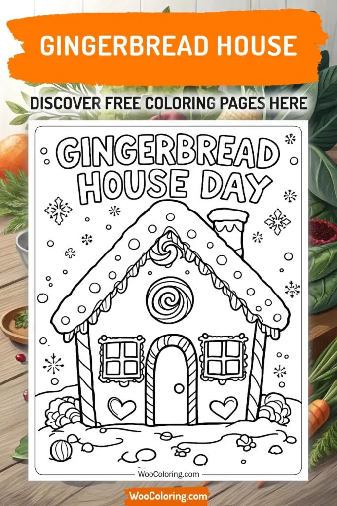 Gingerbread House coloring pages designs with food