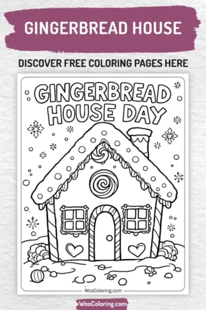 Gingerbread House coloring pages designs for kids
