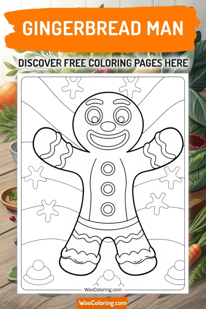 Gingerbread Man coloring pages designs with food