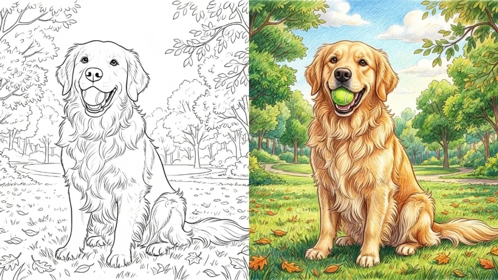 Golden Retriever Coloring Pages