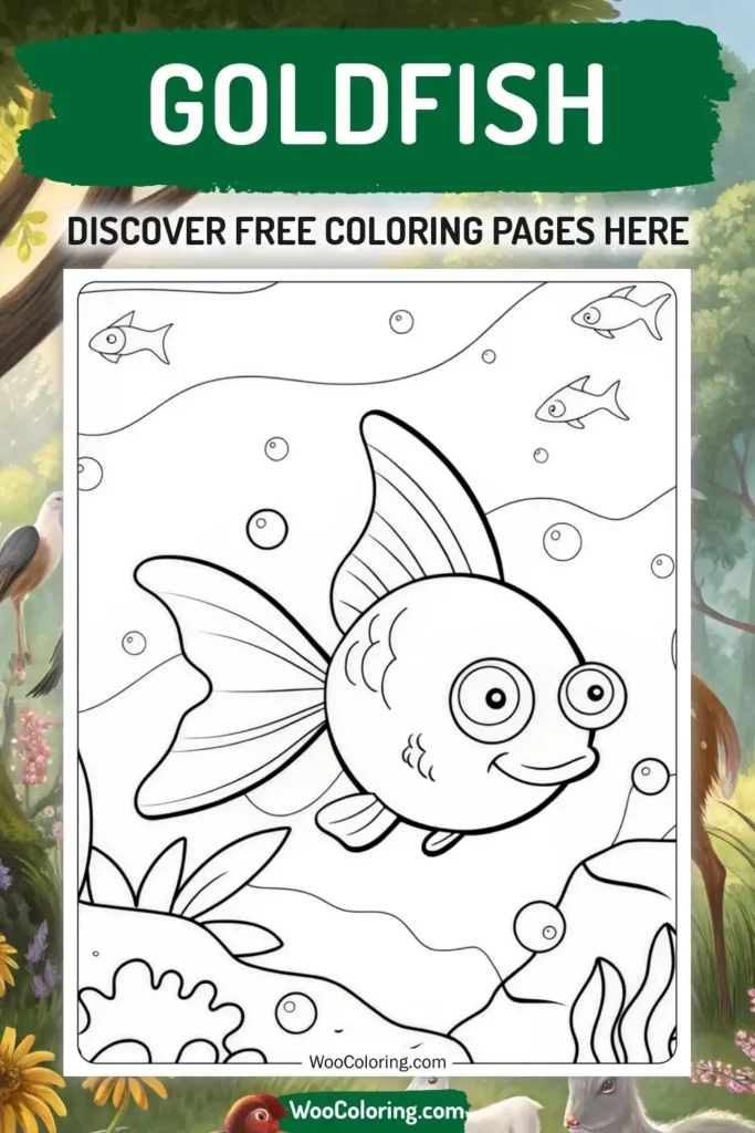 Goldfish coloring pages designs with animal