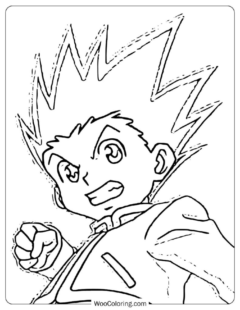 Gon Freecss – The Determined Young Hunter from Hunter x Hunter Coloring Page For Kids