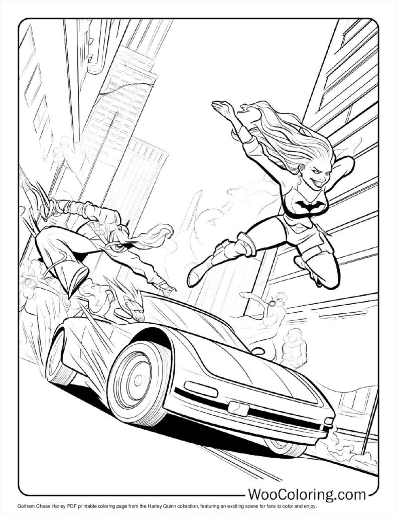 Gotham Chase Harley Coloring In For Kids