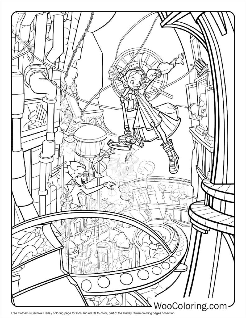 Gotham's Carnival Harley Coloring Page
