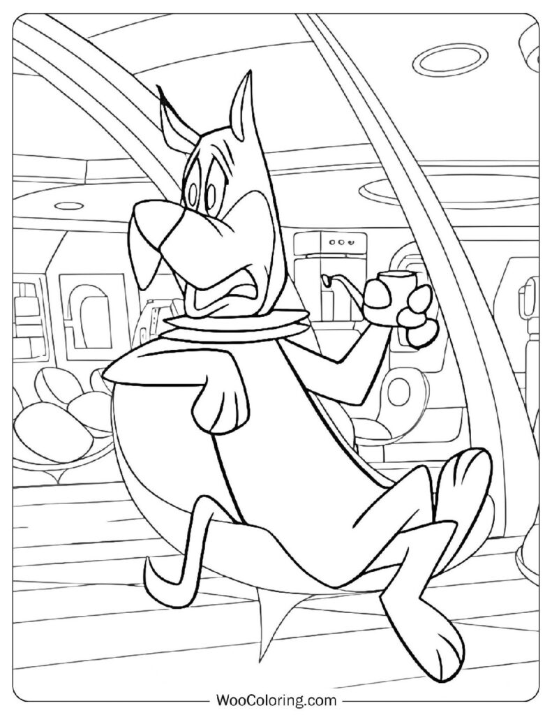 Retro Futuristic Living Room Scene with Astro the Great Dane from The Jetsons