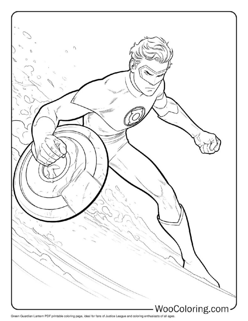 Green Guardian Lantern Coloring Page