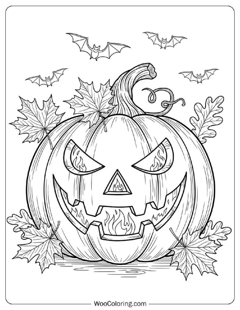 Grinning Jack-o’-Lantern coloring page